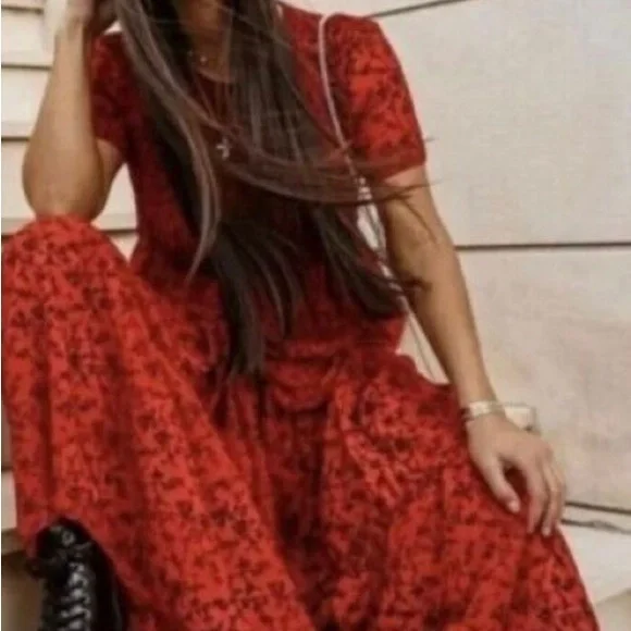 NWOT Zara Floral-Print Midi Dress, - Picture 5 of 7